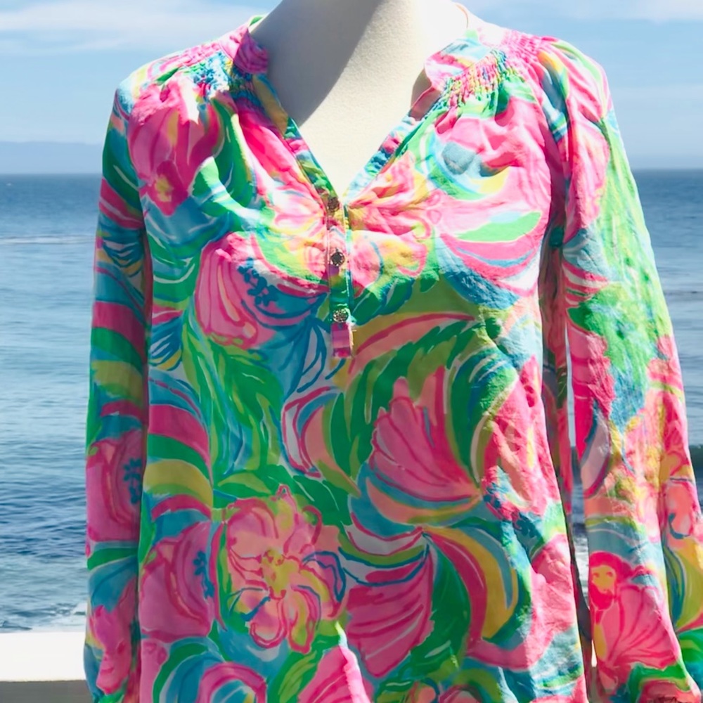 Lily Pulitzer pink and green blouse